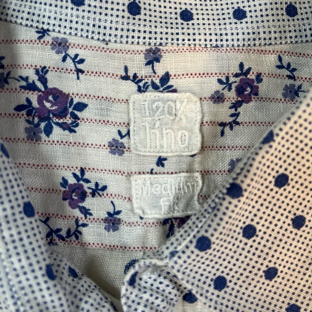 120% Lino Linen Italian Men's Polka Dot Button Up Luxury - Picture 3 of 10